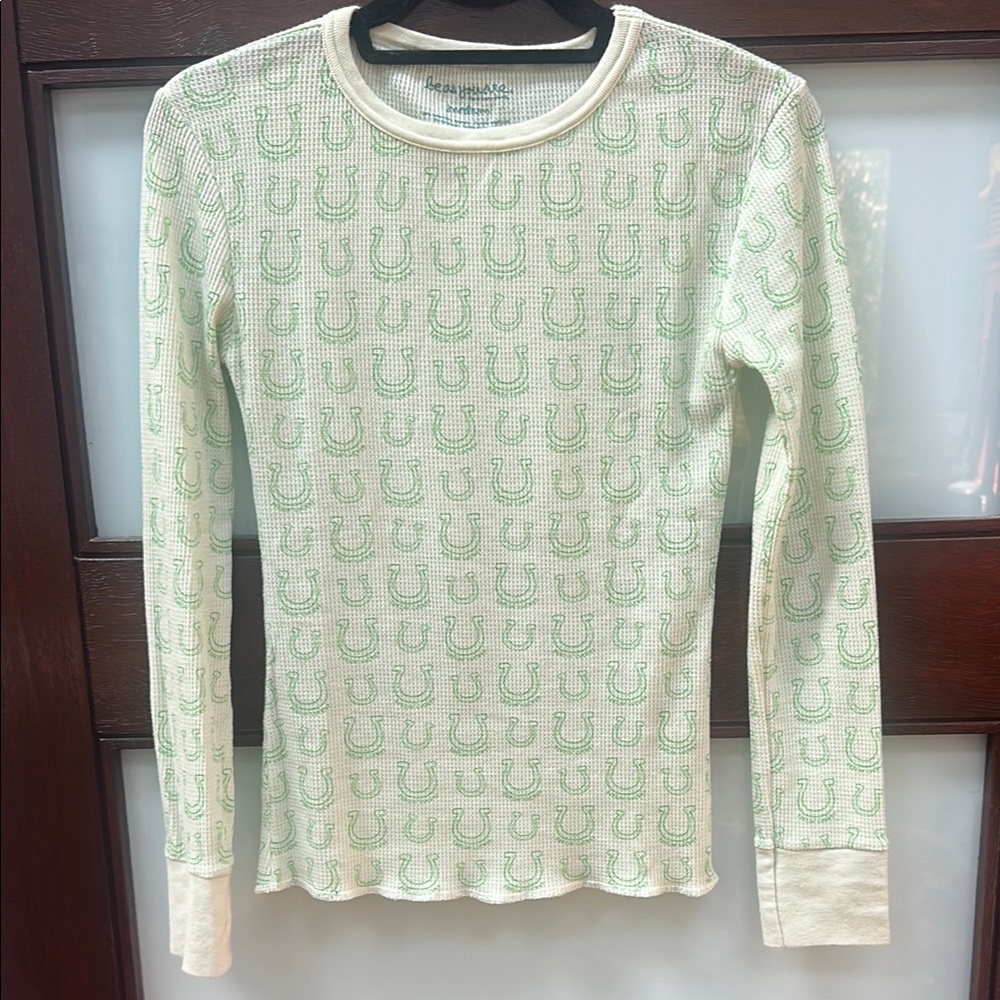Be As You Are Cream and Green Lucky Horseshoe Long Sleeve Shirt